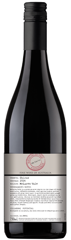 Hand Select Cleanskin McLaren Vale Shiraz